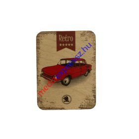 Retro autós (piros Skoda) hűtőmágnes  